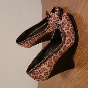Leopard Print Wedge Shoes
